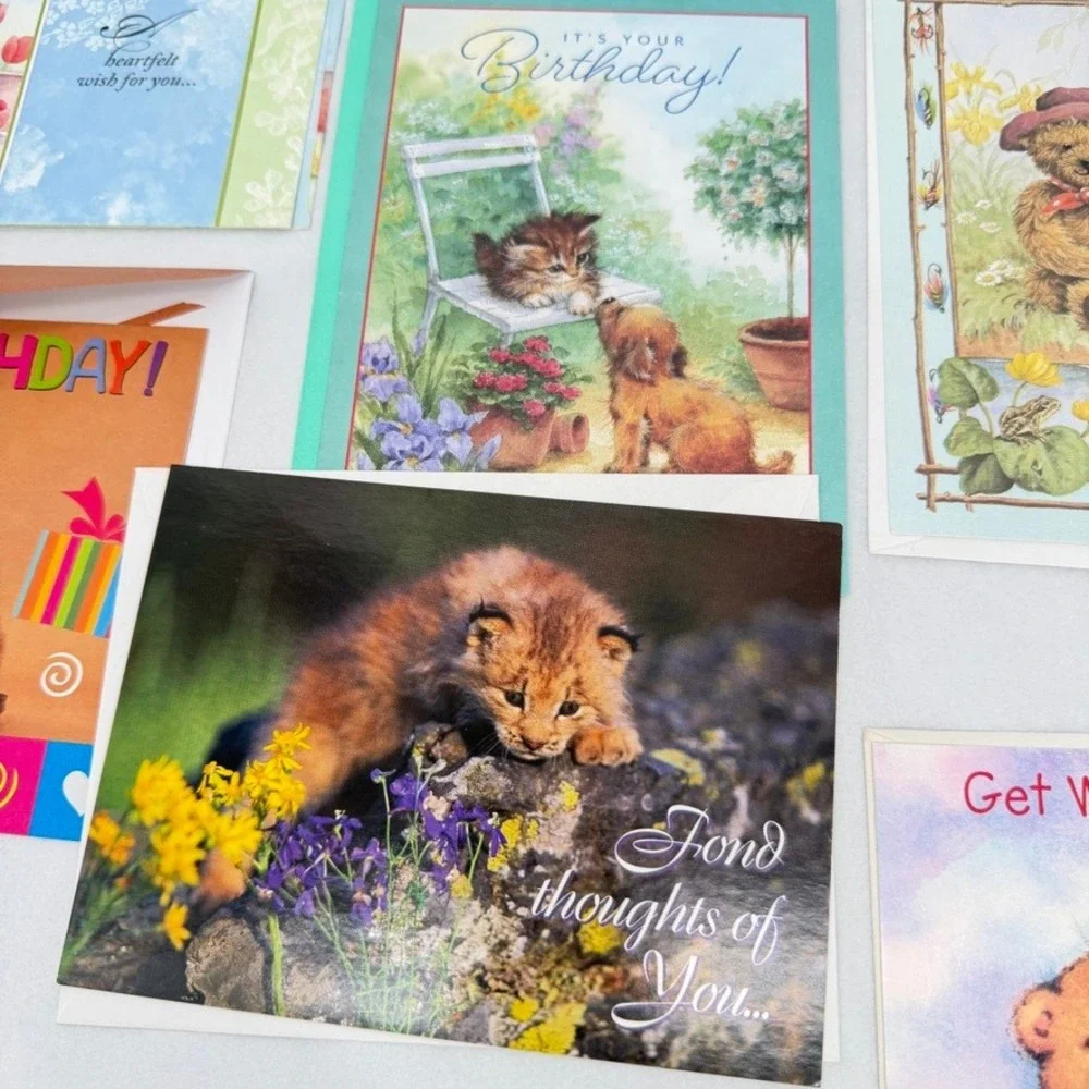 Greeting Cards Mixed Lot Animal Bear Cat Dog Stationery Occasion Ephemera